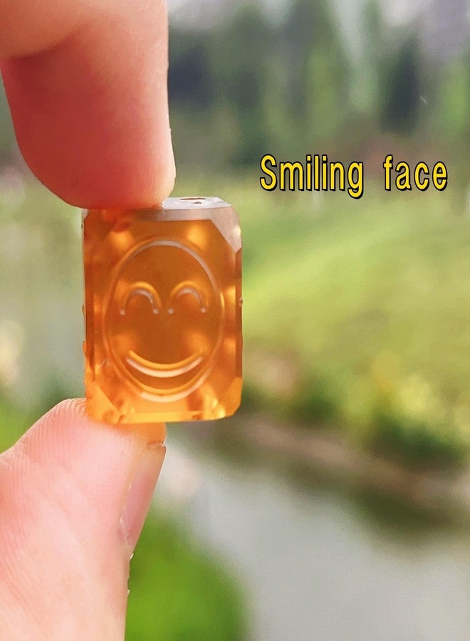 LXQQFUN 2Pcs PEI Emoticon Dice, Happy/Sad Face Game Dice, EDC Lightweight Translucent Amber Solid 0.59Inch D6 Dice - Image 4