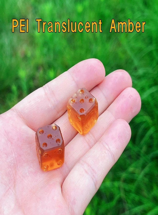 LXQQFUN 2Pcs PEI Emoticon Dice, Happy/Sad Face Game Dice, EDC Lightweight Translucent Amber Solid 0.59Inch D6 Dice - Image 3