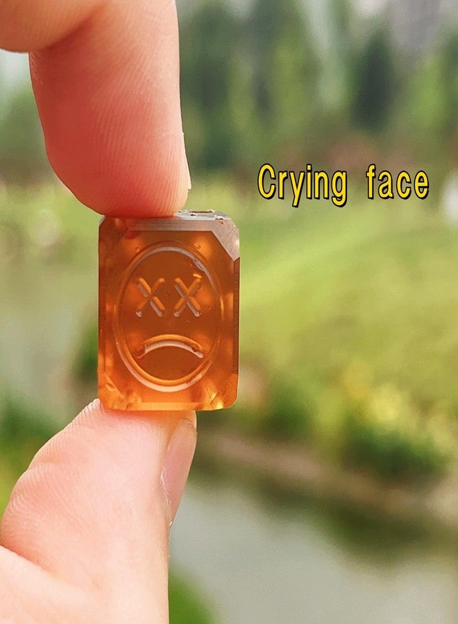 LXQQFUN 2Pcs PEI Emoticon Dice, Happy/Sad Face Game Dice, EDC Lightweight Translucent Amber Solid 0.59Inch D6 Dice - Image 5