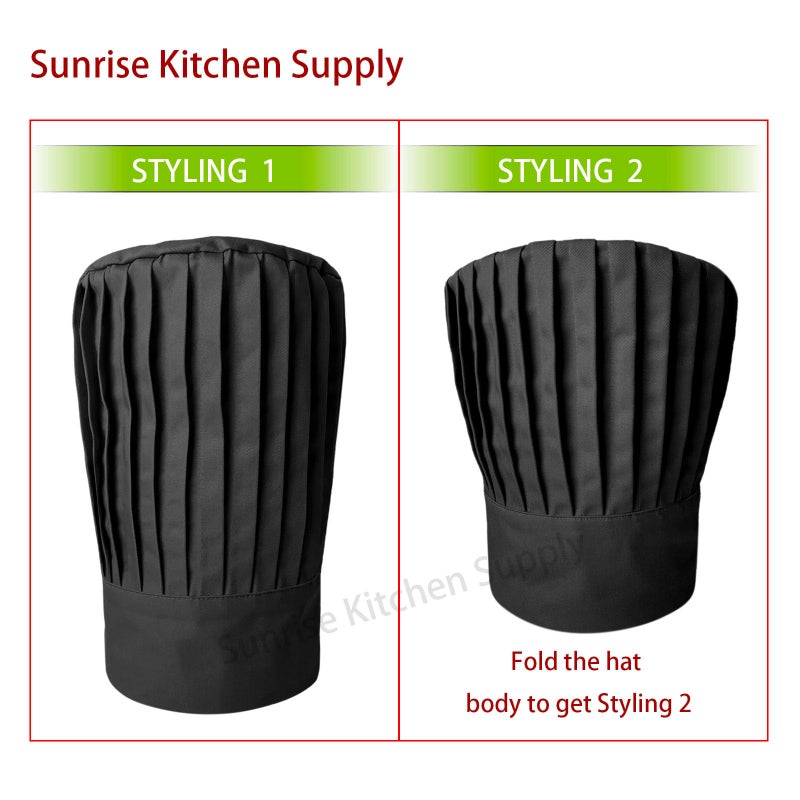 SUNRISE Black Tall Chef Hat - Image 4