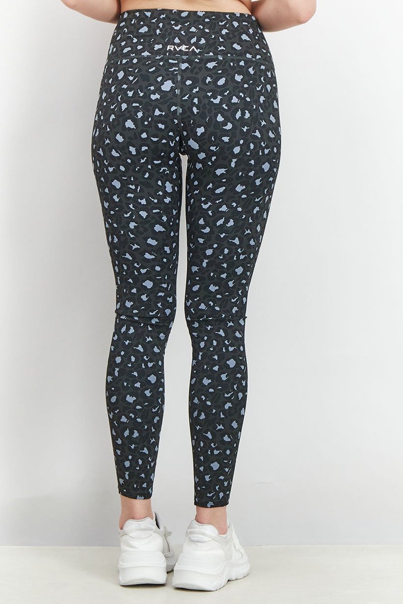 rvca Women Sportswear Fit Printed Training Leggings, Dark Grey Combo - Image 3