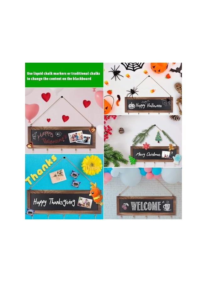 The Bros Wood Photo Board with Clips, Multi Pictures Organizer with Retro Chalkboard and 30 Clips, Hanging Display Picture Board, Photo Frame Collage Photo Display for Room Wall Decoration - Image 3