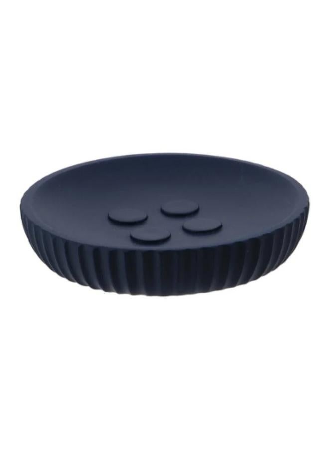 Tendance Stylish Striped Design Round Polyresin Soap Dish Navy Blue 11Cm 64103118 - Image 1