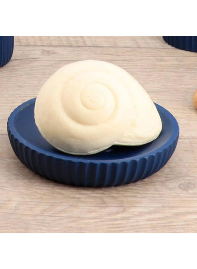 Tendance Stylish Striped Design Round Polyresin Soap Dish Navy Blue 11Cm 64103118 - Image 2