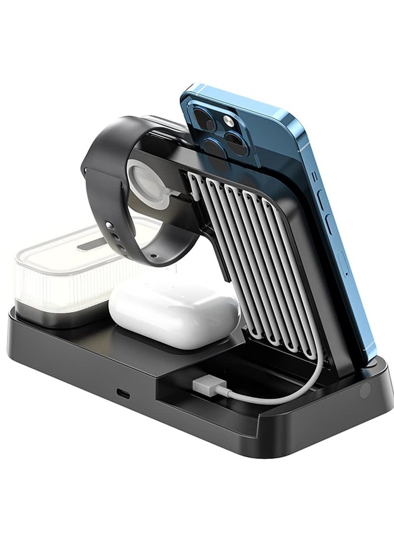 SYOSI Wireless Charger, 4 in 1 Wireless Charging Station with LED Night Light, Digital Clock, Alarm Clock, for Apple iPhone, for Samsung Galaxy, and All Qi-Enabled Devices (Black) - Image 5