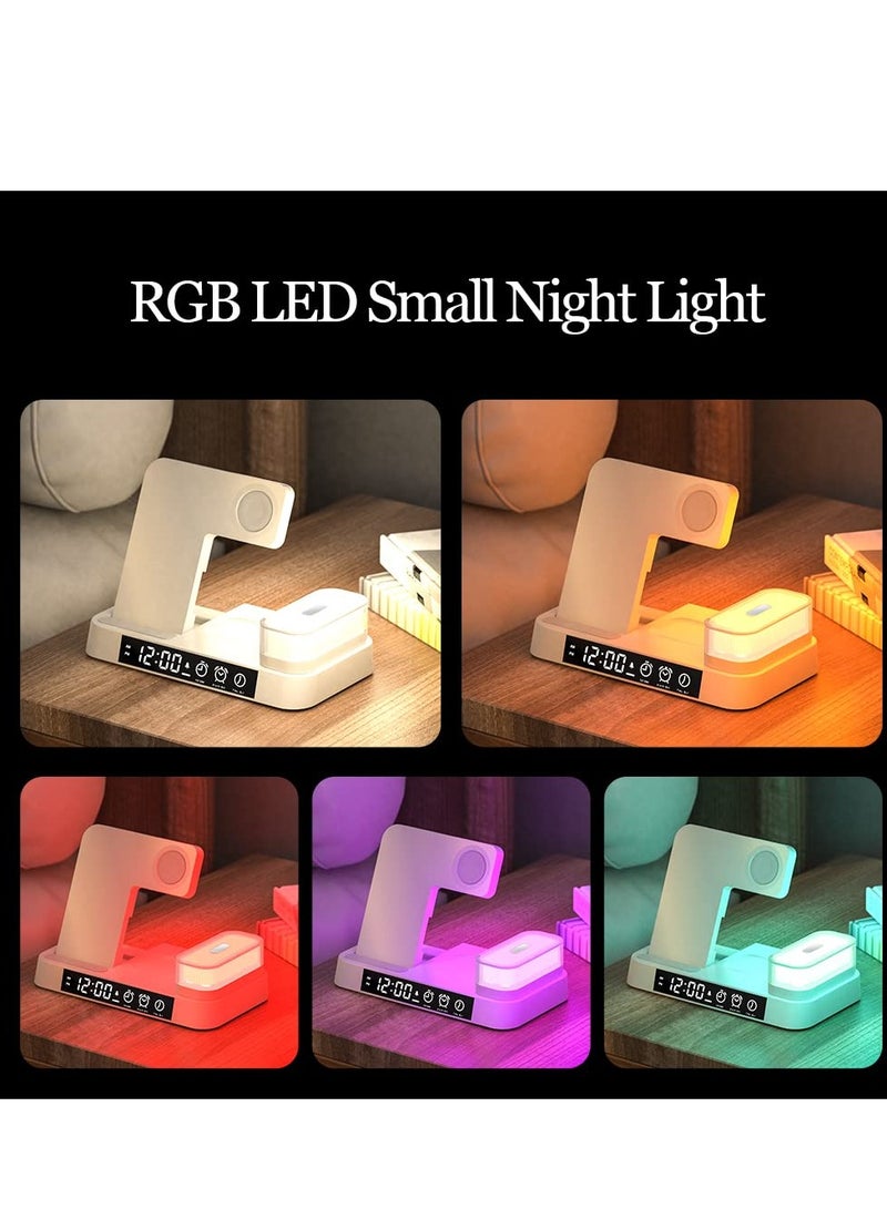 SYOSI Wireless Charger, 4 in 1 Wireless Charging Station with LED Night Light, Digital Clock, Alarm Clock, for Apple iPhone, for Samsung Galaxy, and All Qi-Enabled Devices (Black) - Image 3