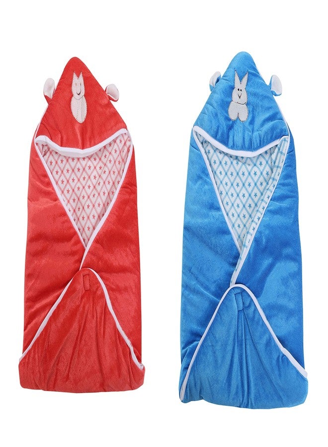First Trend Checkered Crib Baby Blanket (Polyester, Red and Blue) - Image 1