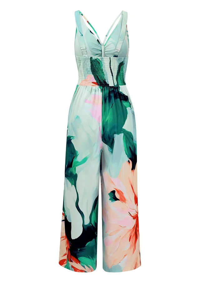 تايك تو Take Two Allover Plant Print Cami Jumpsuit