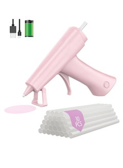 ماركة غير محددة مسدس الغراء، مجموعة مسدس الغراء الساخن بدون أسلاك rechargeable مع 30 عصا غراء، مجموعة مسدس الغراء والعصي، مسدس غراء صغير مع إيقاف التشغيل الذكي بعد 10 دقائق لمشاريع الحرف اليدوية، المدرسة، الإصلاحات السريعة، زهري  - Image 1