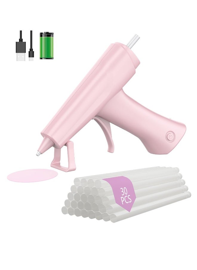 ماركة غير محددة - مسدس الغراء، مجموعة مسدس الغراء الساخن بدون أسلاك rechargeable مع 30 عصا غراء، مجموعة مسدس الغراء والعصي، مسدس غراء صغير مع إيقاف التشغيل الذكي بعد 10 دقائق لمشاريع الحرف اليدوية، المدرسة، الإصلاحات السريعة، زهري - Image 1