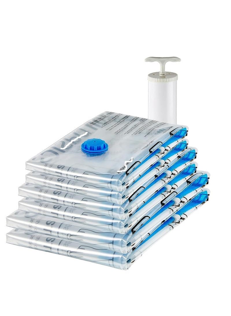Techmahoday Techmahoday 6Pack 2 Jumbo 2 Large 2 Medium Plastic Vacuum Compression Storage Bags With Hand PumpVacuum Compression Storage Bags With Hand Pump  - Image 1
