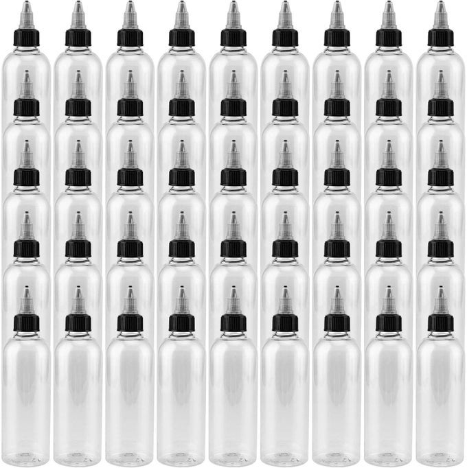 50 PACK 5OZ EMPTY PLASTIC SQUEEZING BOTTLES 150ML PLASTIC BOTTLES WITH TWIST TOP CAP CLEAR CONDIMENT SQUEEZE BOTTLES FOR OIL KETCHUP MUSTARD SAUCES DRESSING ART CRAFTS AND MORE