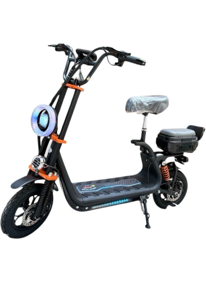 Electric Scooter | Electric Scooter for Adults | Two-Seater Electric Scooter | Electric Scooter with Seat | Foldable Electric Scooter | Digital Display | 48V Voltage | 800W Motor | Front and Rear Lights | NFC Key | Shock Absorbing Suspension | Storage Box | Additional Seat for Passenger | Weight Capacity 120 KG | 12 Inch Tires