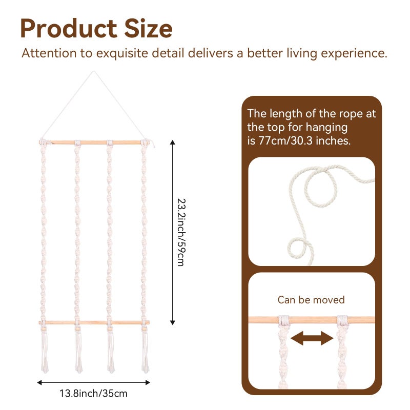 SNOWSTAR Macrame Flat Hair Claw Clip Organizer,Hanging Hair Clip Holder and Storage for Women Girls,Flat Hair Accessorie Hanger Home Decor for Wall,Door,Closet - Image 2