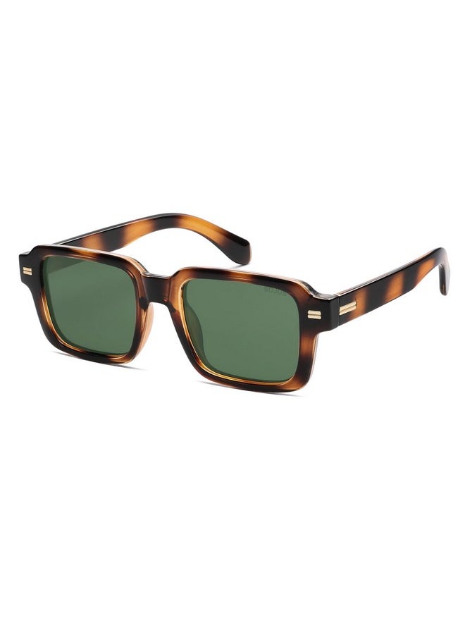 Sojos Retro Square Polarized Sunglasses For Women Men, 70S 80S Classic Vintage Rectangle Shades Sj2345, Brown Tortoise/Dark Green  - Image 1