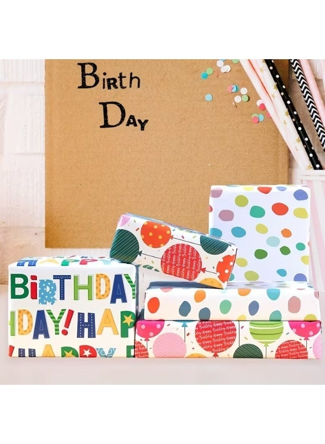 Kandid 3pcs Birthday Wrapping Paper 70x50cm – Colorful Polka Dot Letter Gift Wrap for Parties & Baby Showers (Happy Birthday) - Image 4
