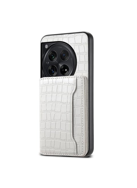 For OnePlus Ace 3 Crocodile Texture Card Bag Design Full Coverage Phone Case(White)