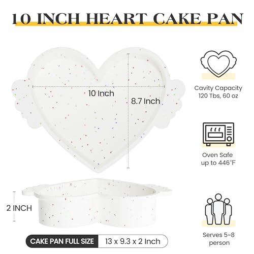 AOTASO 10 Inch Heart Shaped Cake Pans with Metal Reinforced Frame Silicone Heart Cake Pans Nonstick Large Silicone Molds for Baking Set of 2 (Cream) - Image 5