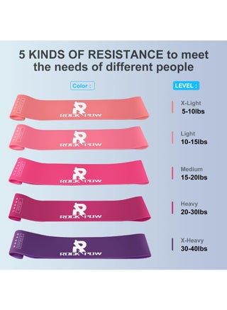 Resistance Band Set 5 Latex Exercise Bands with 5 Resistance Levels Skin Friendly Elastic Bands for Home Exercise Physical Therapy Strength Training Yoga - view 2