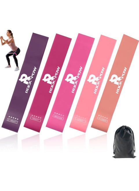 Resistance Band Set 5 Latex Exercise Bands with 5 Resistance Levels Skin Friendly Elastic Bands for Home Exercise Physical Therapy Strength Training Yoga