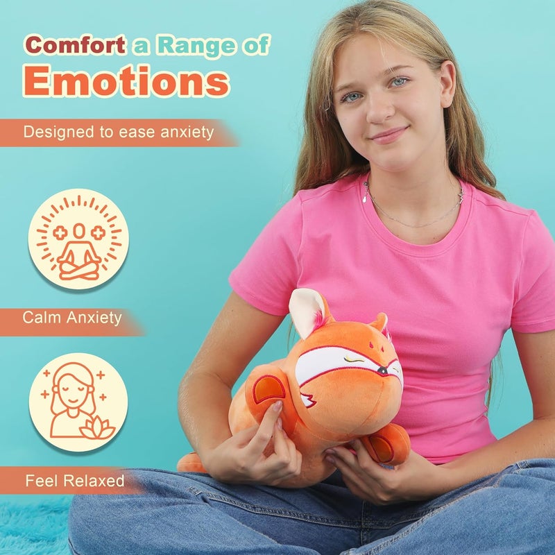 Onsoyours Original 13.8"|1.8 Pound Weighted Fox Stuffed Animals, Cute Weighted Positive Fox Plush Pillow Toy Soft Plushies Gift for Kids & Adults - Image 2