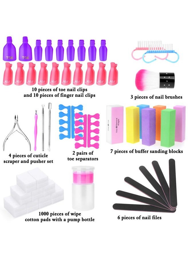 anezus - Gel Polish Remover Kit, Anezus 1045pcs Gel Nail Polish Remover Tools with Nail Clips, Nail Wipes, Cuticle Pusher and Cutter, Nail Buffer and Files for Acetone Acrylic Nail Remover - Image 1