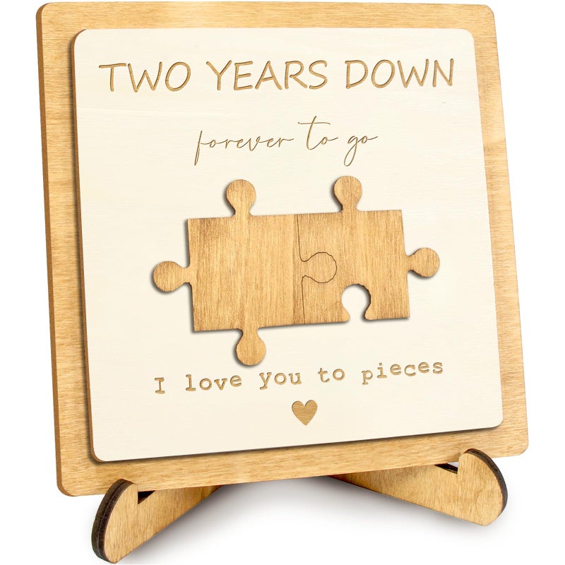 MAMAGIFTREE 2 Year Anniversary Romantic Gifts for Boyfriend  Girlfriend | Rustic Wooden Keepsake Plaque for Home Decor | Cotton 2nd Anniversary Wedding Gifts for Him Her  2nd Year Anniversary Plaque.  - Image 1