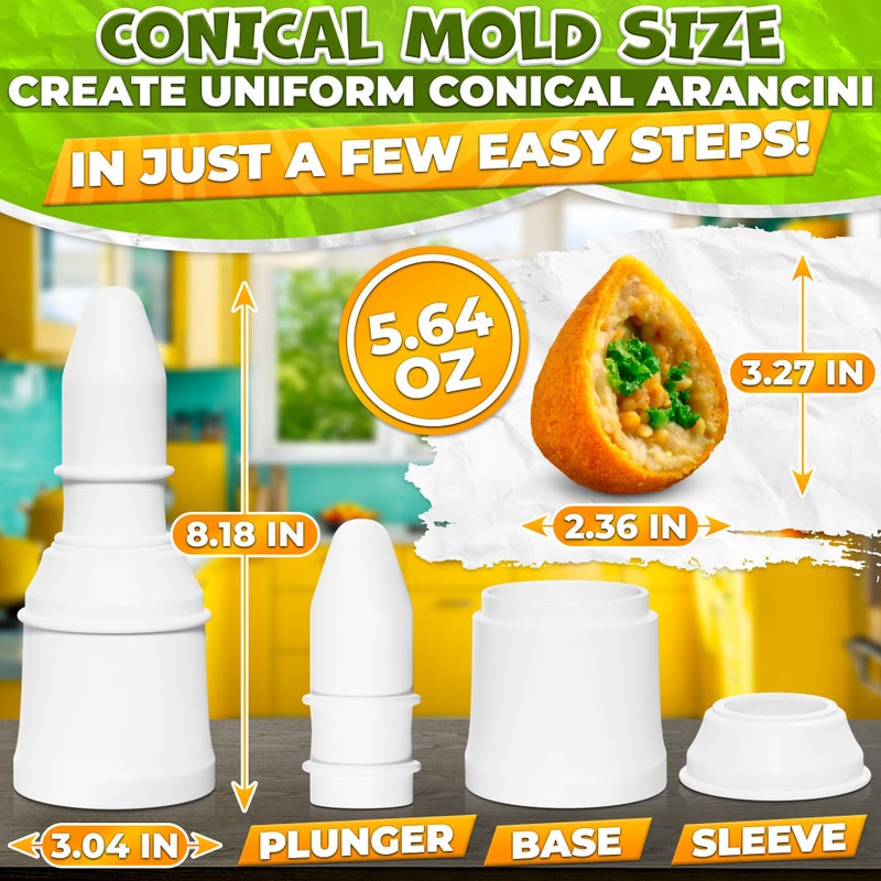 ALPENKOK Arancini Maker Mold Rice Ball Mold 160g/5.65oz - Set of 2 Molds, Round and Pointed Shapes, Easy-to-Use, Easy-to-Clean, Comfortable to Hold, Designed for Making Rice Balls at Home or Professionally - Image 2