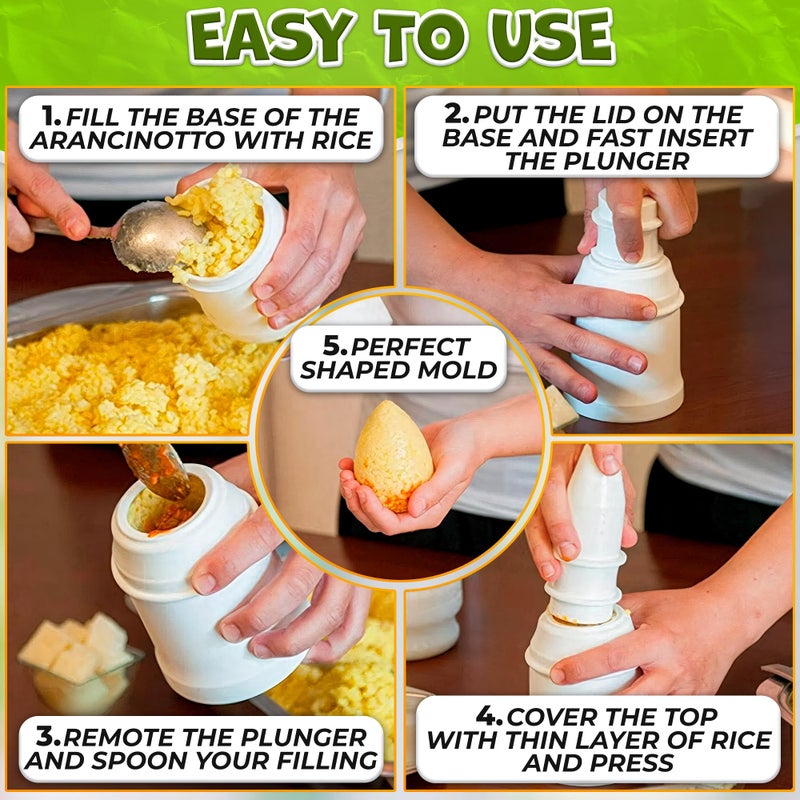 ALPENKOK Arancini Maker Mold Rice Ball Mold 160g/5.65oz - Set of 2 Molds, Round and Pointed Shapes, Easy-to-Use, Easy-to-Clean, Comfortable to Hold, Designed for Making Rice Balls at Home or Professionally - Image 5