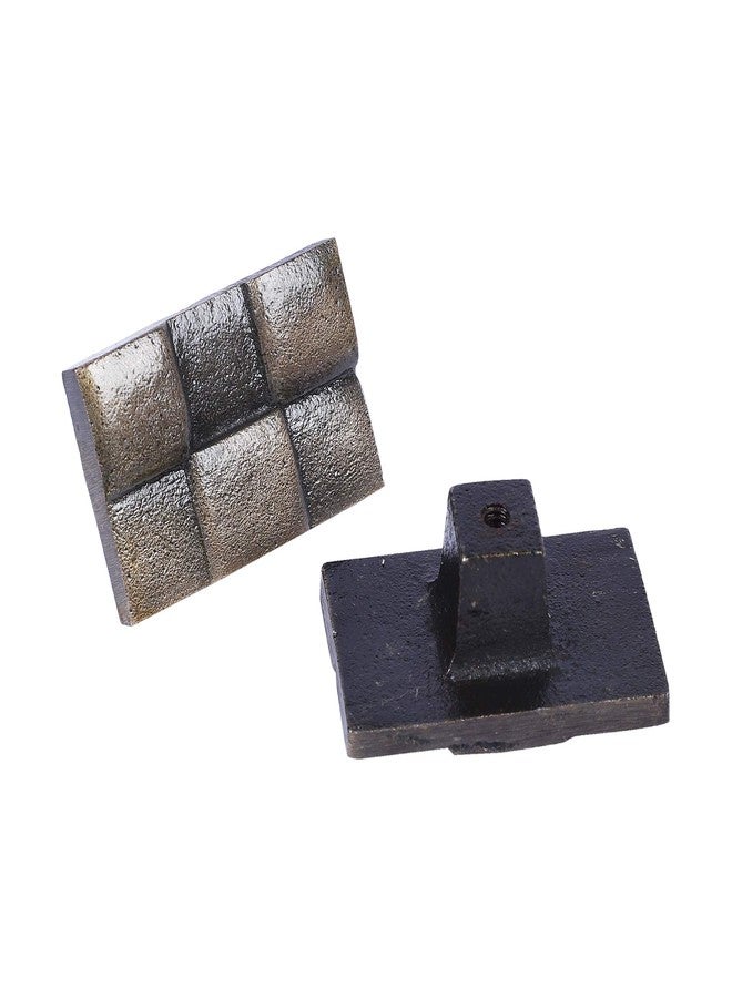 Two Moustaches Antique Brass Finish Modern 6 Blocks Design Cabinet/Wardrobe Knobs (Standard Size) - Pack of 6 - Image 3