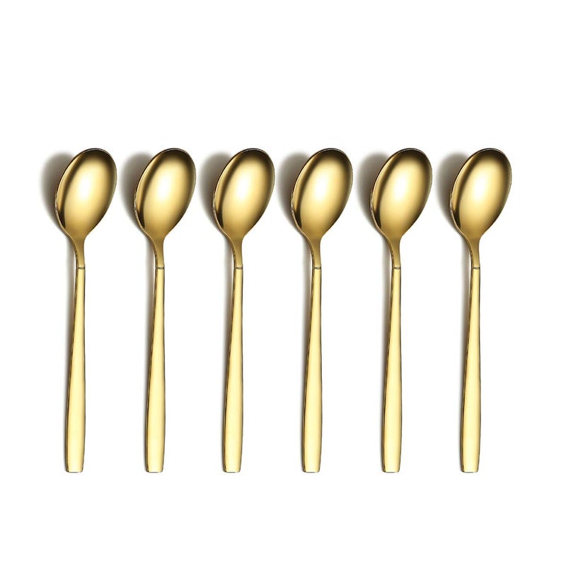 Berglander Gold Teaspoon, Stainless Steel Tea Spoon Dessert Spoon With Titanium Gold Plating 6.5 Inches Pack of 6 - Image 1
