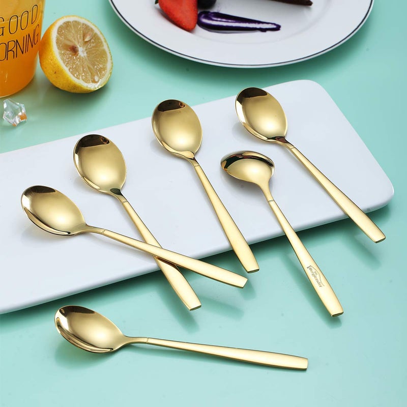 Berglander Gold Teaspoon, Stainless Steel Tea Spoon Dessert Spoon With Titanium Gold Plating 6.5 Inches Pack of 6 - Image 2