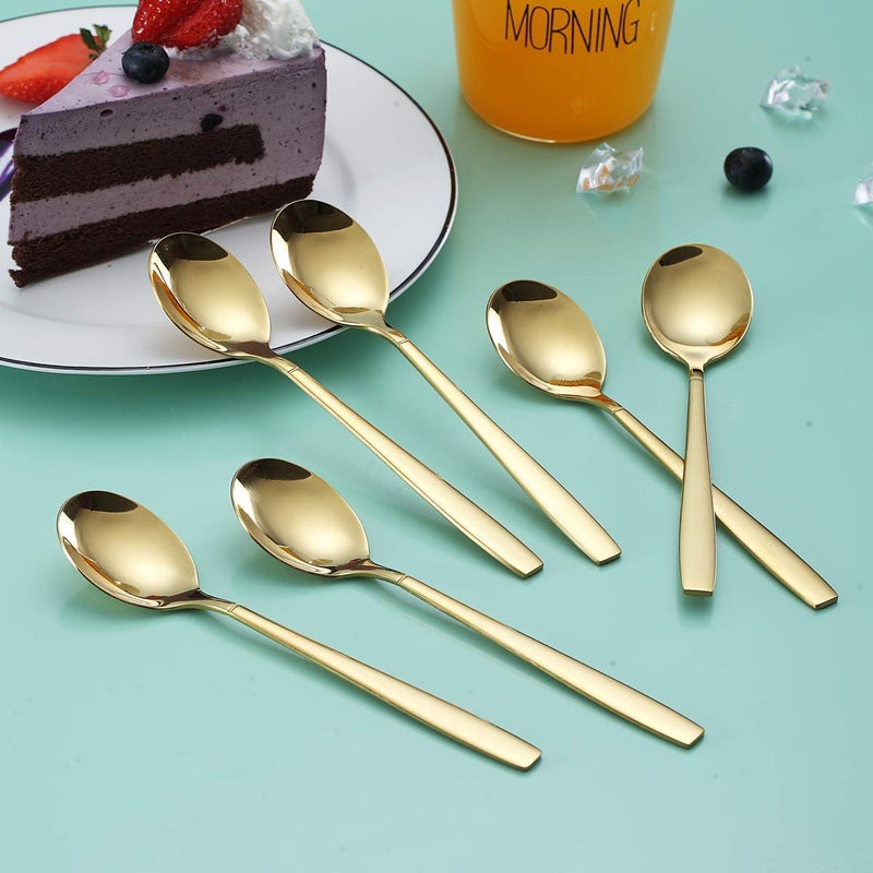 Berglander Gold Teaspoon, Stainless Steel Tea Spoon Dessert Spoon With Titanium Gold Plating 6.5 Inches Pack of 6 - Image 4