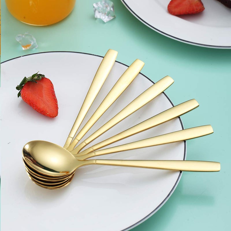 Berglander Gold Teaspoon, Stainless Steel Tea Spoon Dessert Spoon With Titanium Gold Plating 6.5 Inches Pack of 6 - Image 3