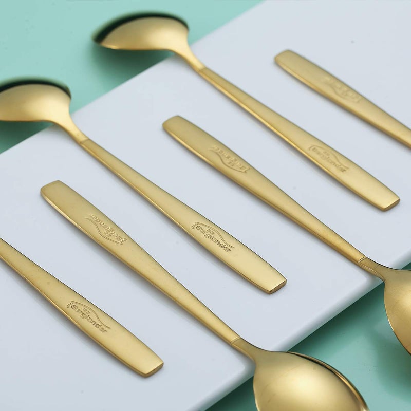 Berglander Gold Teaspoon, Stainless Steel Tea Spoon Dessert Spoon With Titanium Gold Plating 6.5 Inches Pack of 6 - Image 5
