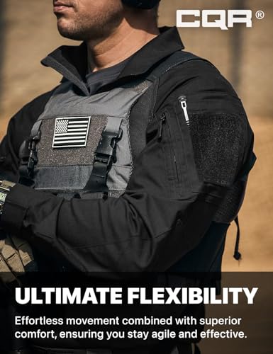 CQR Men's Combat Shirt Tactical 1/4 Zip Long Sleeve Military BDU Shirts Camo EDC Top with Pockets, Raider Black, Large - Image 5