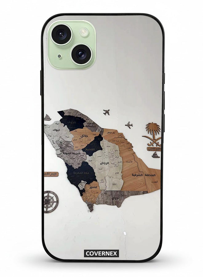 Covernex Apple iPhone 15 Plus Protective Case Cover Printed Featuring Saudi Arabia Regional Map - Image 2