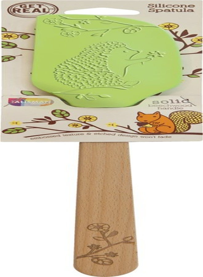 Talisman Designs Silicone Spatula with Solid Beechwood Handle, Embossed and Laser Etched Woodland Collection Art, 12" long - Image 2