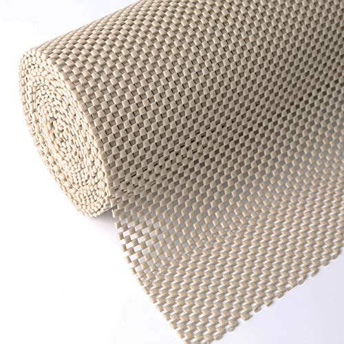 Iwtmm Shelf Drawer Liner Non-Adhesive Non Slip Durable Strong Long Size 12 in X 20ft for Drawers, Shelves, Cabinets, Storage, Kitchen and Desks, Beige - Image 1