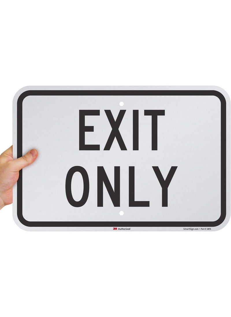 SmartSign SmartSign  K1757EG12x18D2 Exit Only Sign  12 x 18 3M Engineer Grade Reflective Aluminum Black on White  - Image 1