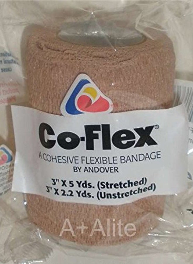 Coflex شريط ضاغط مرن لاصق من اللاتكس 3"x5 ياردة تان 3 عبوات - Image 3