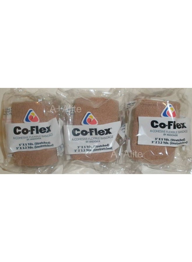 Coflex شريط ضاغط مرن لاصق من اللاتكس 3"x5 ياردة تان 3 عبوات - Image 1