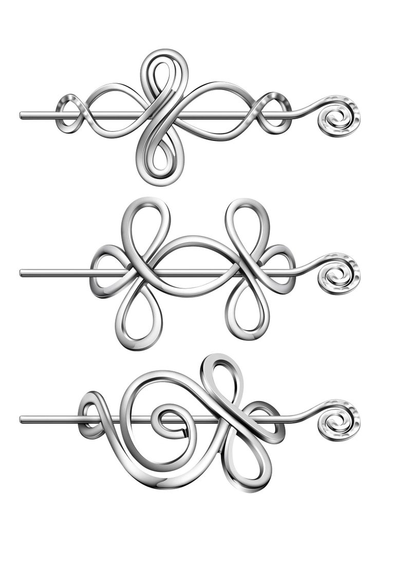 Y&D Shawl Pin, 3 Pcs Vintage Scarf Cloak Pin Sweater Brooch Metal Hair Barrette with Stick for Women Girls Knitter Handmade Cape - Image 1