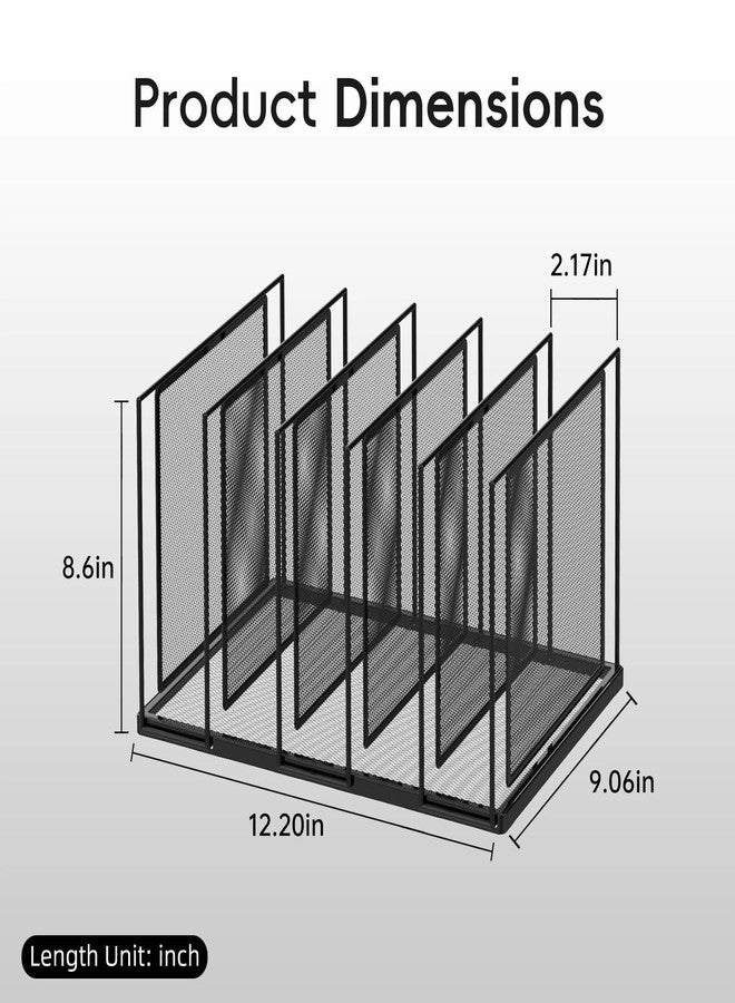 JMHUD File Organizer for Desk, 5-Section Vertical File Sorter, Paper Holder Organizer Standing Metal File Folder for Office Home Classroom, Black - Image 2