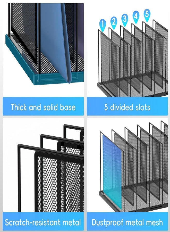 JMHUD File Organizer for Desk, 5-Section Vertical File Sorter, Paper Holder Organizer Standing Metal File Folder for Office Home Classroom, Black - Image 5