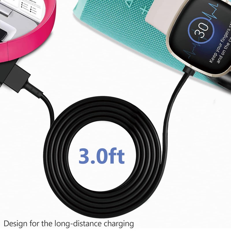 WZHENB Fast Wall Charger for Fitbit Sense & Versa 3 Versa 4 & Replacement Google Pixel Watch 3/2 USB Charging Cable Cord for Fit bit Sense 2/Sense/Versa 4 3 Smartwatch Charger Dock USB Cable Cord - Image 4