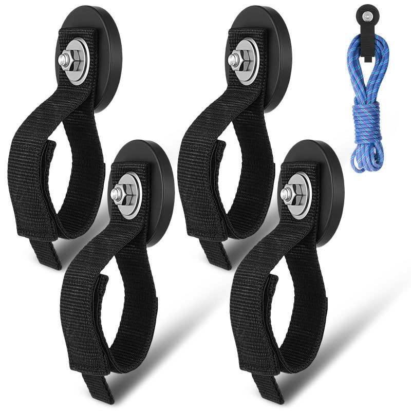 Lemecima 4 Pcs Heavy Duty Magnetic Hook, Magnetic-Tool-Holder, Magnetic Garage Hooks, Extension Cord Strap for Cable, Rope, Wire Storage in Garage,Workshop,RV,Pick-up(Dia.2.59") - Image 1