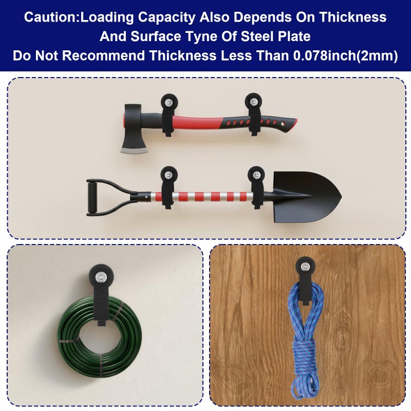 Lemecima 4 Pcs Heavy Duty Magnetic Hook, Magnetic-Tool-Holder, Magnetic Garage Hooks, Extension Cord Strap for Cable, Rope, Wire Storage in Garage,Workshop,RV,Pick-up(Dia.2.59") - Image 5