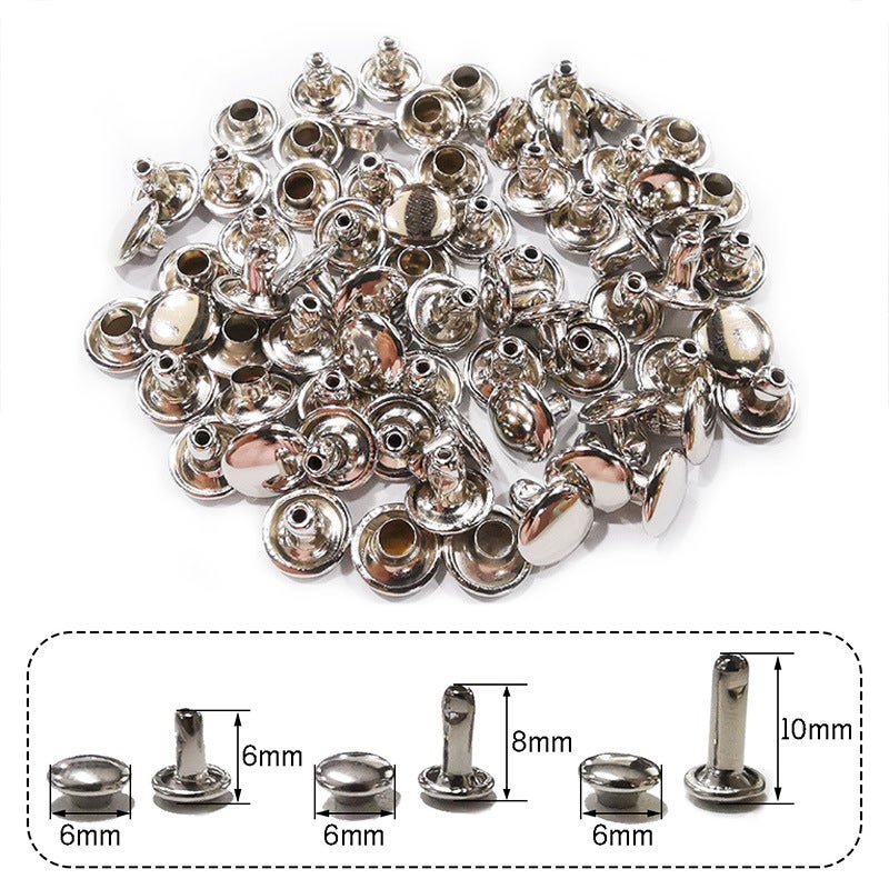 DIY Round Alloy Double-Sided Rivets for Belts Silver 