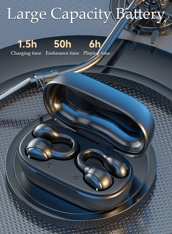 DUNISO Wireless Headphones Bluetooth 5.3 Ear Clip Earphones Open Ear with Mic Wireless Charging Case LED Power Display Waterproof Headphone for Running Sport Gym - Image 2